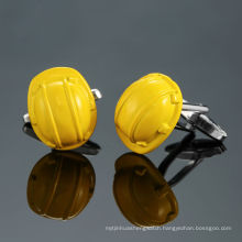 mini yellow construction site helmet design cofflink cufflinks cute mens shirt cuff links gift set